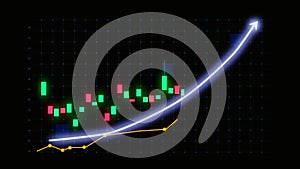 Business growth concept in allusive graph chart showing marketing sales profit