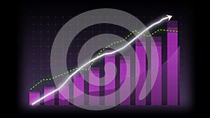 Business growth concept in allusive graph chart showing marketing sales profit