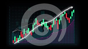 Business growth concept in allusive graph chart showing marketing sales profit