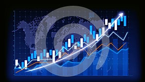 Business growth concept in allusive graph chart showing marketing sales profit