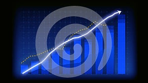 Business growth concept in allusive graph chart showing marketing sales profit