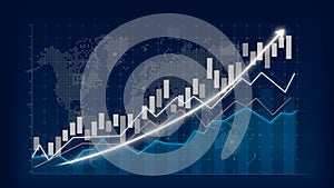 Business growth concept in allusive graph chart showing marketing sales profit