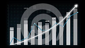 Business growth concept in allusive graph chart showing marketing sales profit