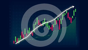 Business growth concept in allusive graph chart showing marketing sales profit