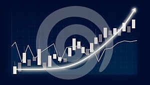 Business growth concept in allusive graph chart showing marketing sales profit