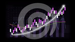 Business growth concept in allusive graph chart showing marketing sales profit