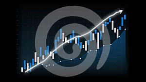 Business growth concept in allusive graph chart showing marketing sales profit