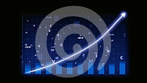 Business growth concept in allusive graph chart showing marketing sales profit