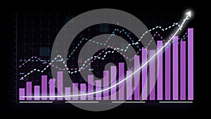 Business growth concept in allusive graph chart showing marketing sales profit