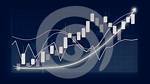 Business growth concept in allusive graph chart showing marketing sales profit