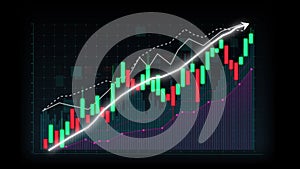 Business growth concept in allusive graph chart showing marketing sales profit