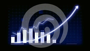 Business growth concept in allusive graph chart showing marketing sales profit