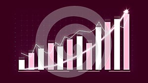 Business growth concept in allusive graph chart showing marketing sales profit