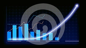 Business growth concept in allusive graph chart showing marketing sales profit