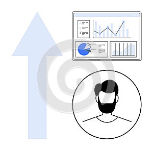 Business growth concept with analytics dashboard and user profile