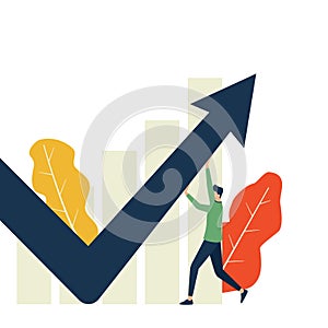 Business growth concept with Arrow, businessman work hard