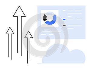 Business Growth Concept with Data Visualization and Cloud Technology Elements