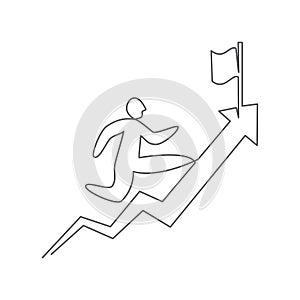 Business growth concept One line drawing on white background