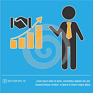 Business growth concept. Partnership vector. Increase graph handshake. Vector illustration EPS 10