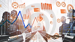 Business Growth Concepts with Data Visualization and Urban Development in Financial Analysis Background for Dynamic