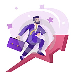 Business growth flat character concept for web design.