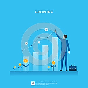 Business growth illustration for smart investment concept. Profit performance or income, symbol of return on investment ROI