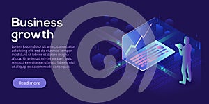 Business growth isometric vector illustration. Abstract business