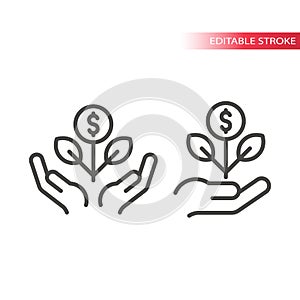Business growth line vector icon