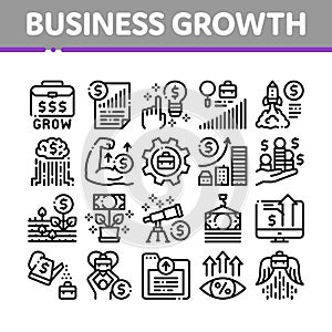 Business Growth And Management Icons Set Vector