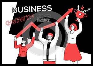 Business growth - modern flat design style web banner