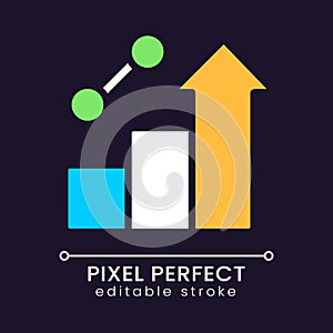 Business growth pixel perfect RGB color icon for dark theme