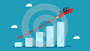 Business growth. Profit increase or development concept. business team on growth bar chart Finance and investment concept.