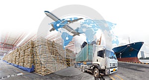 Business growth and progress for logistics import export. photo