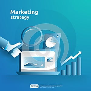 business growth and return on investment ROI. digital marketing strategy concept with table, graphic object on computer screen.