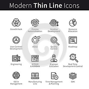 Business growth or startup development icons