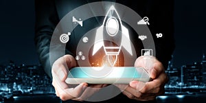 Business growth and startup launch concept EIDE