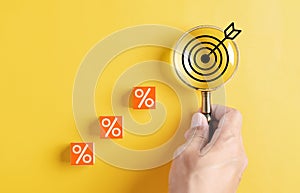 Business growth success and percentage icon. achievement concept