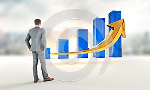 Business growth and success profits statistics chart. Corporate analysis of money profit increase. Financial market increase