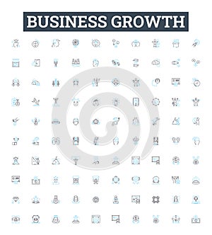 Business growth vector line icons set. Expansion, Prosperity, Expansion, Advancement, Expansion, Development, outburst