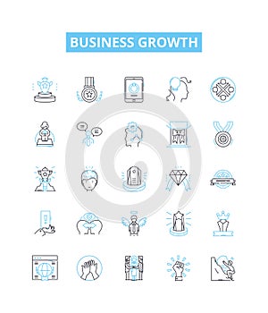 Business growth vector line icons set. Expansion, Prosperity, Expansion, Advancement, Expansion, Development, outburst
