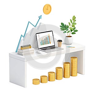 Business Growth Visualization in Modern Workspace