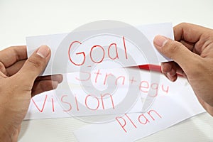 Business hand business vision idea in piece of paper