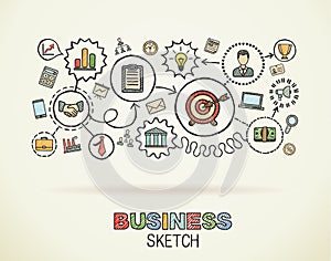 Business hand draw integrated icons