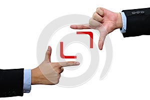 Business hand with focus icon
