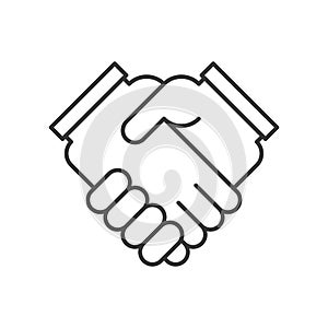 business hand or handshake icon, deal and meeting concept, editable stroke outline