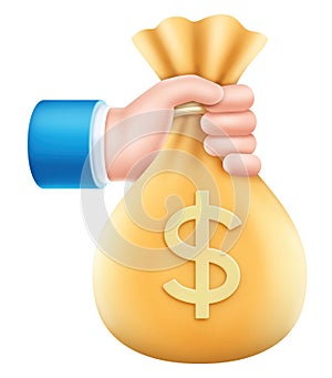 business hand with money bag sign symbol icon