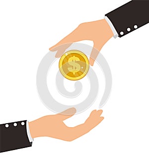 Business Hand Receiving Coin From Another Person