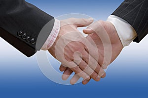 Business hand shake - blue