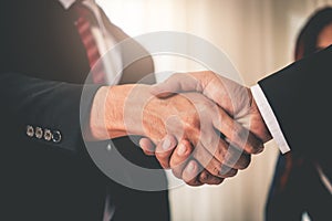 Business hand shake between executive