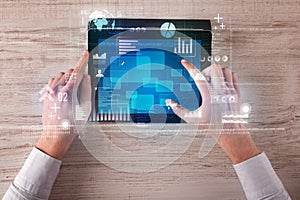 Business man holding tablet